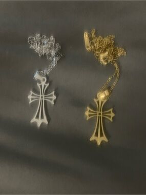Gold and Silver Cross Pendant Necklaces - Two-Pack